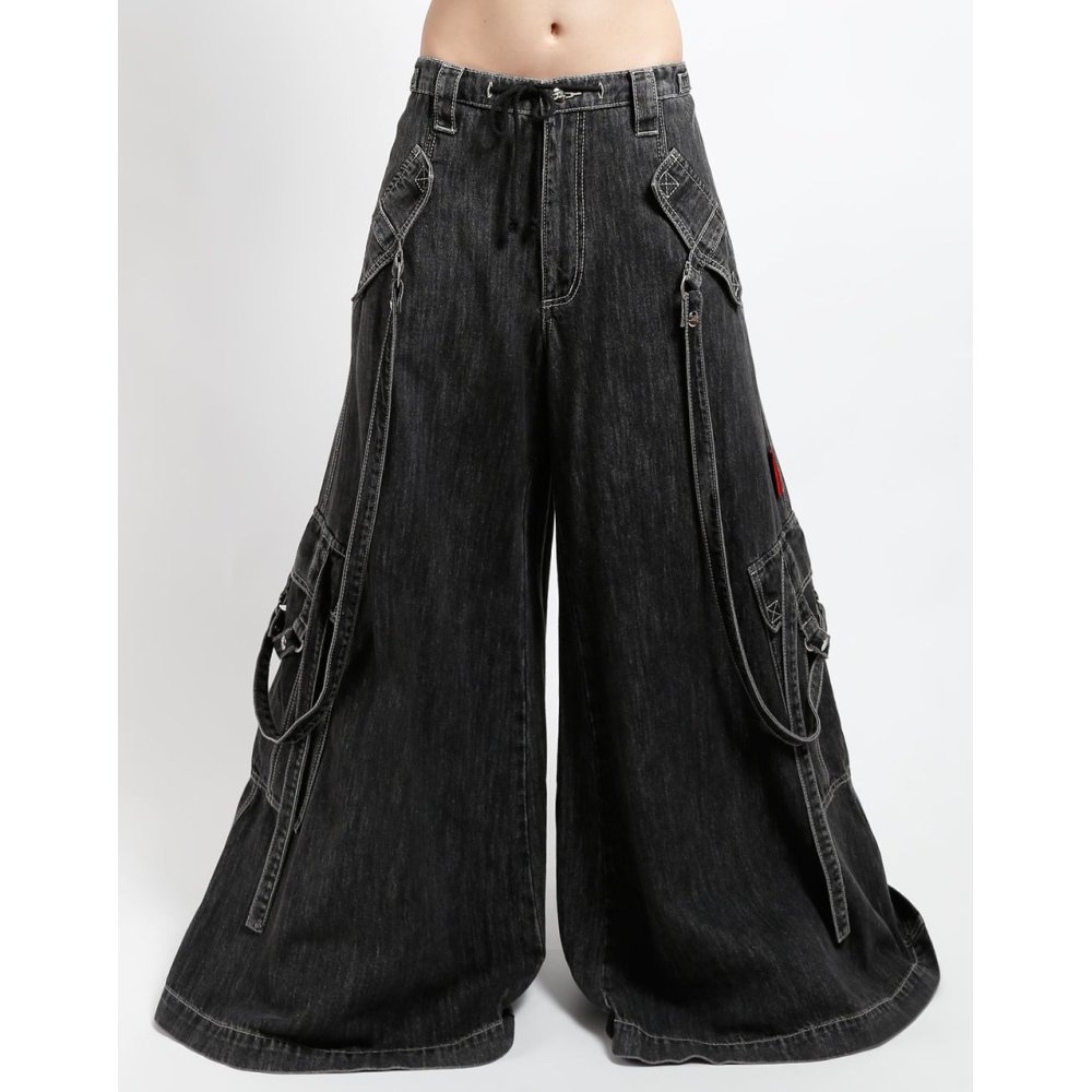 Tripp NYC - Booster Strap Black Denim Wijde broek - Zwart